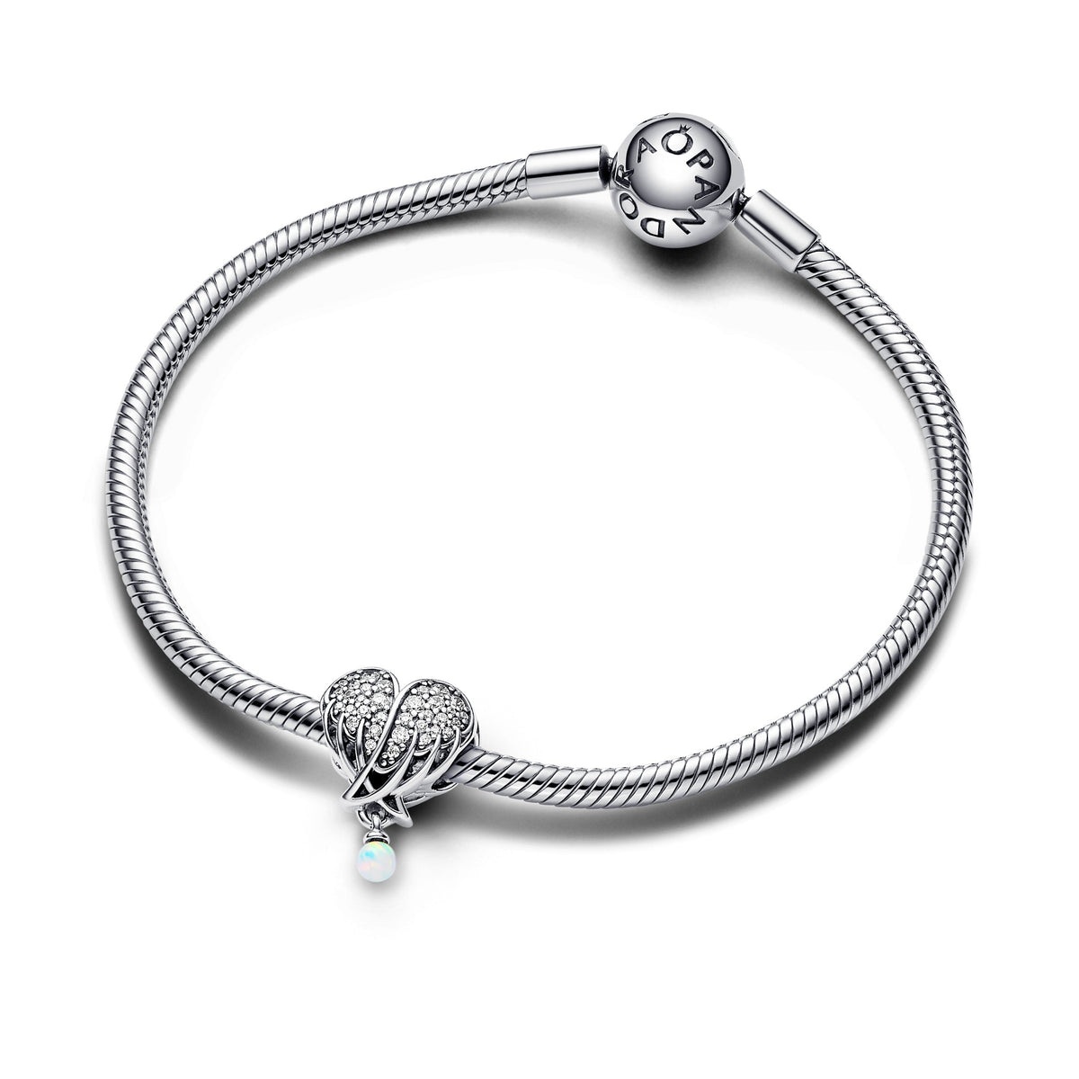 Sparkling Angel Wings & Heart  Charm