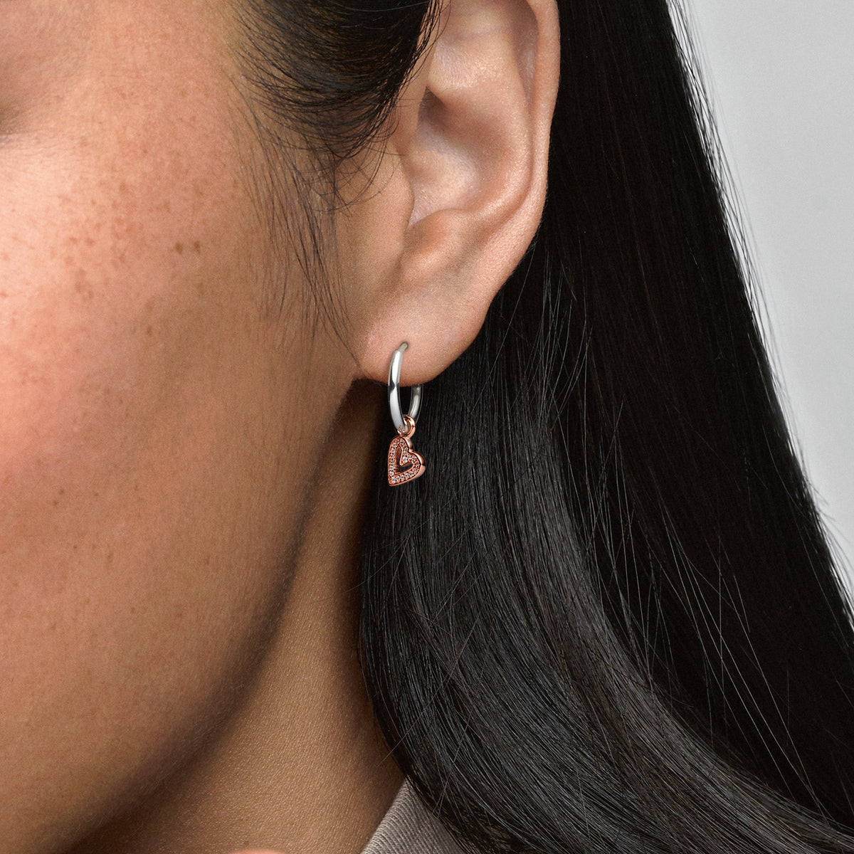 Sparkling Freehand Heart Hoop Earrings