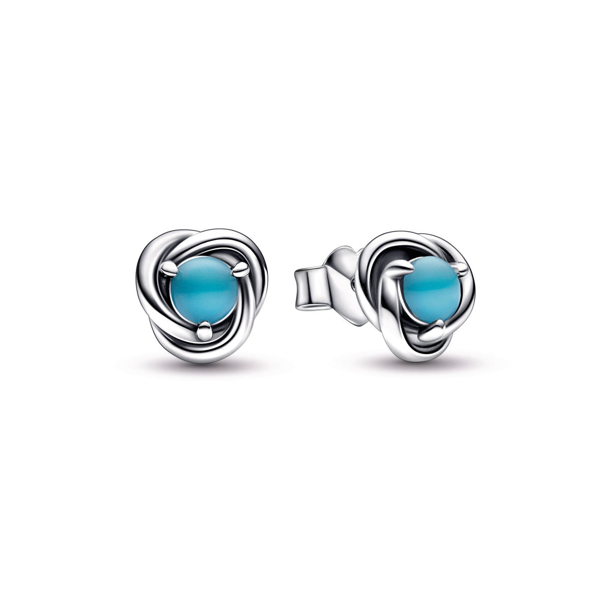 Turquoise Blue Eternity Circle Stud Earrings
