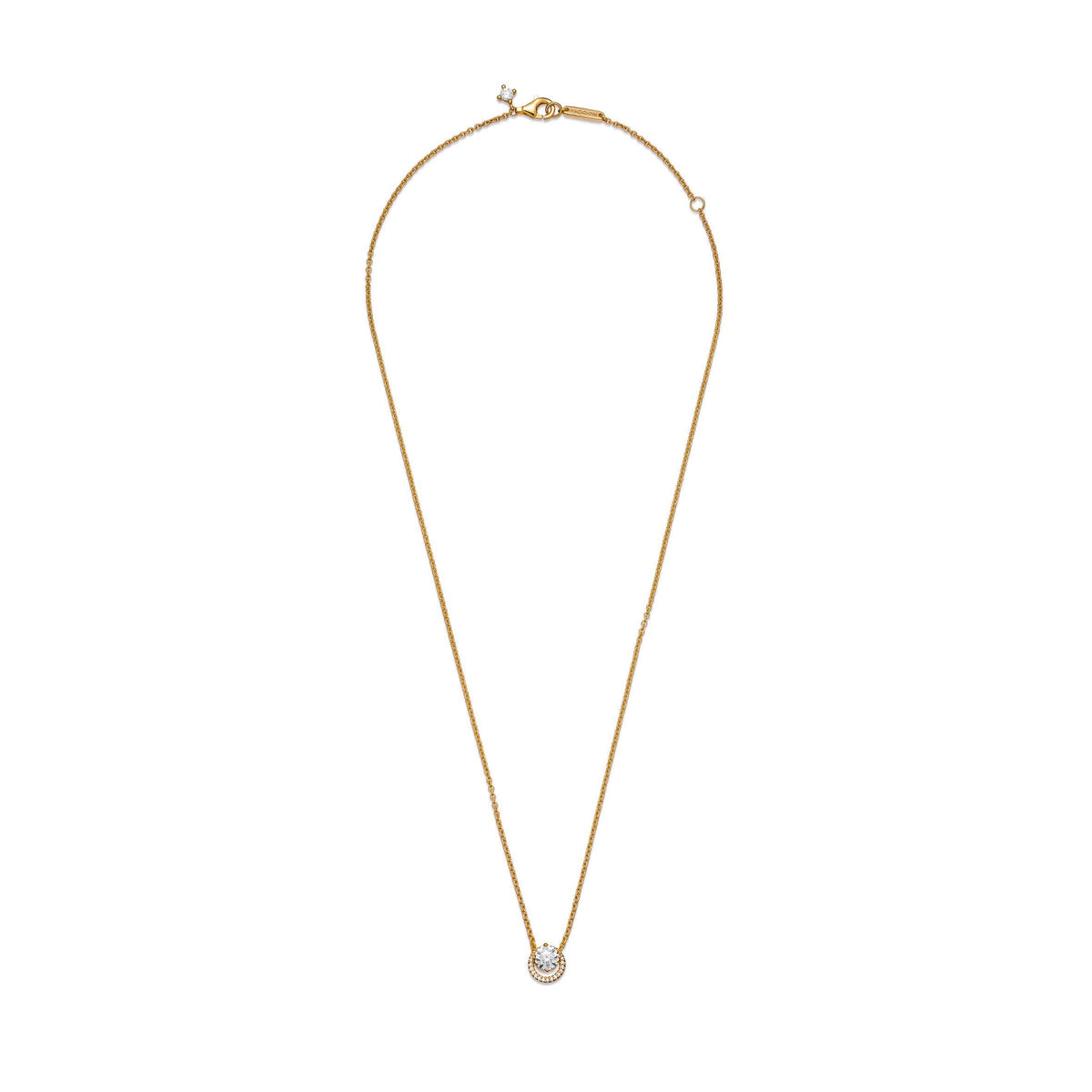 Sparkling Round Halo Pendant Collier Necklace
