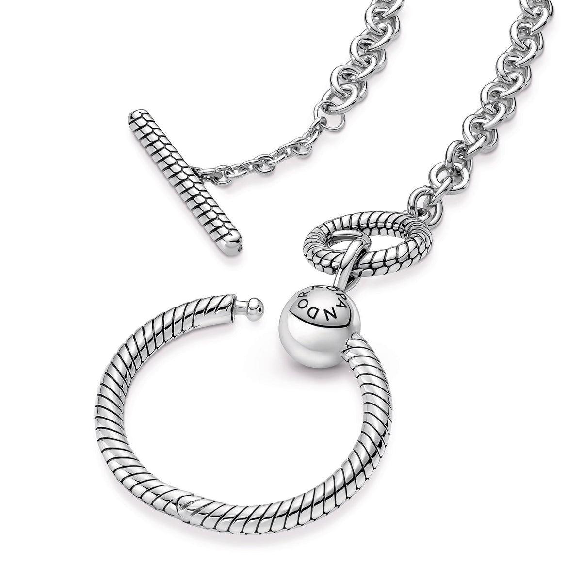 Pandora Moments O Pendant T-bar Necklace
