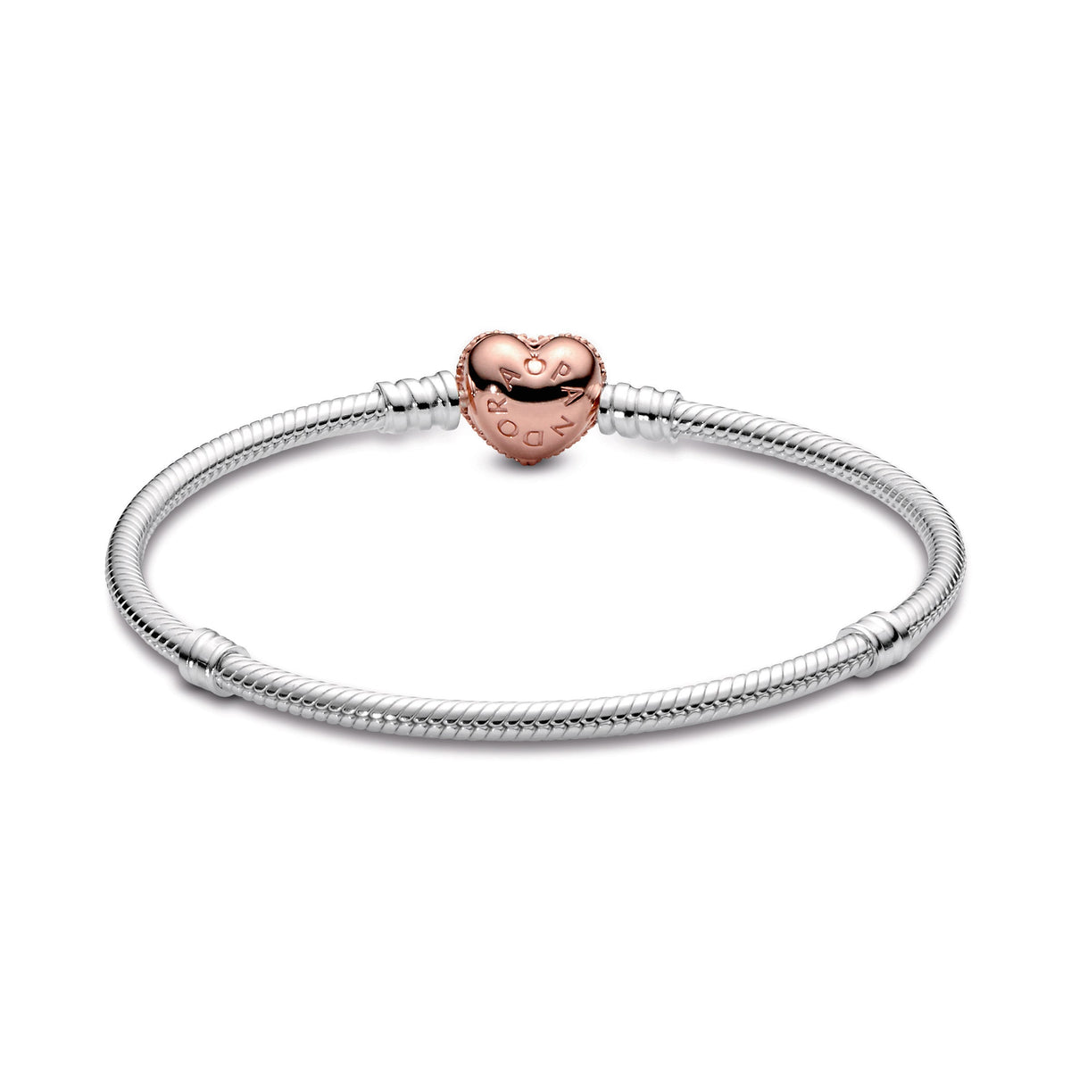 Pandora Moments Pavé Heart Clasp Snake Chain Bracelet