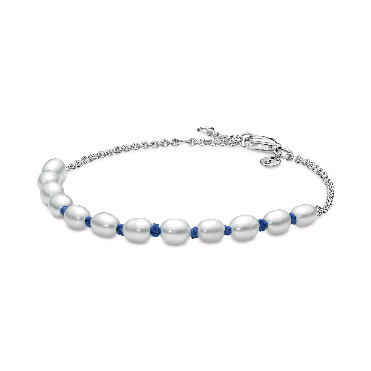 Freshwater Cultured Pearl Blue Cord Chain Bracelet