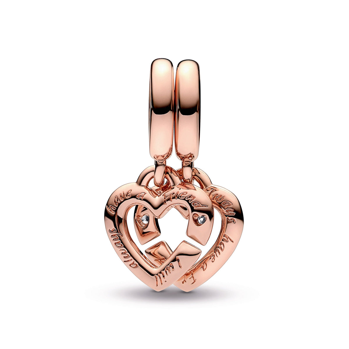 Linked Sister Hearts Split Dangle Charm
