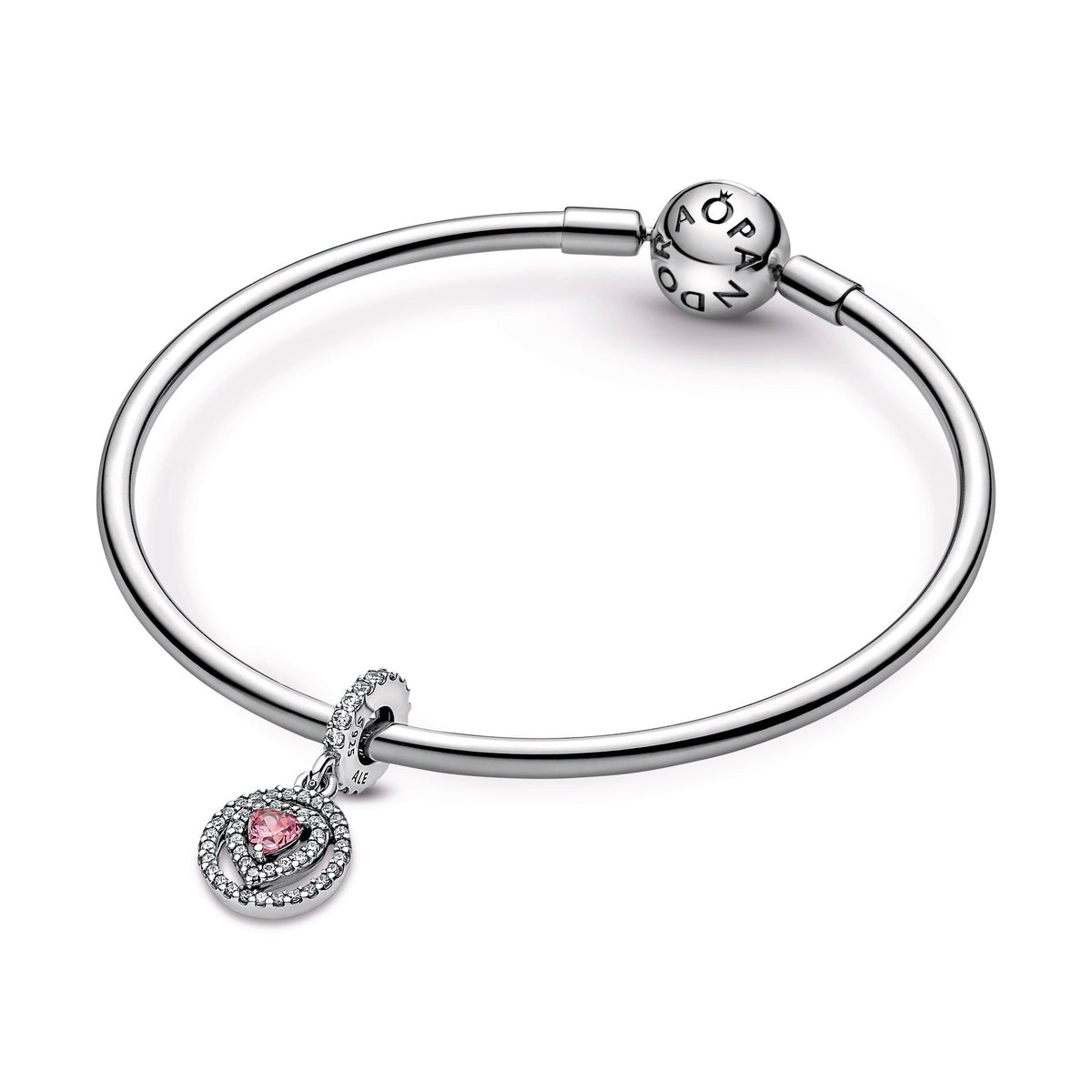 Sparkling Double Halo Heart Dangle Charm