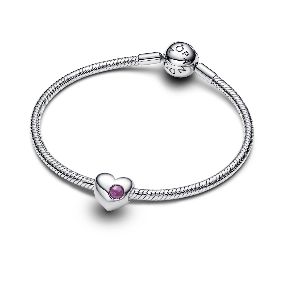 Engravable Purple Stone Heart Charm