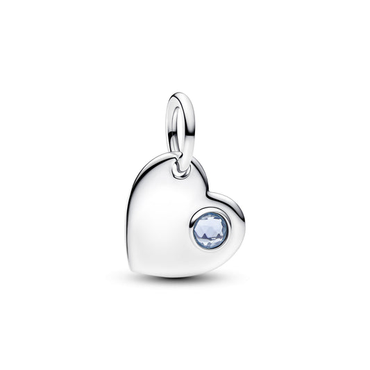 Engravable Heart Aqua Blue Stone Dangle Charm