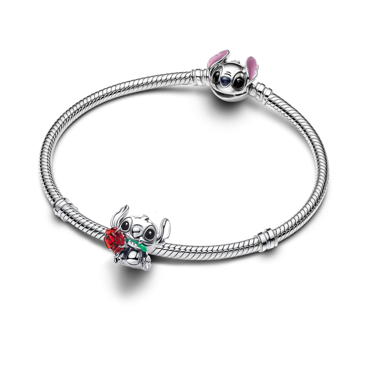 Disney Stitch Rose Murano Glass Charm