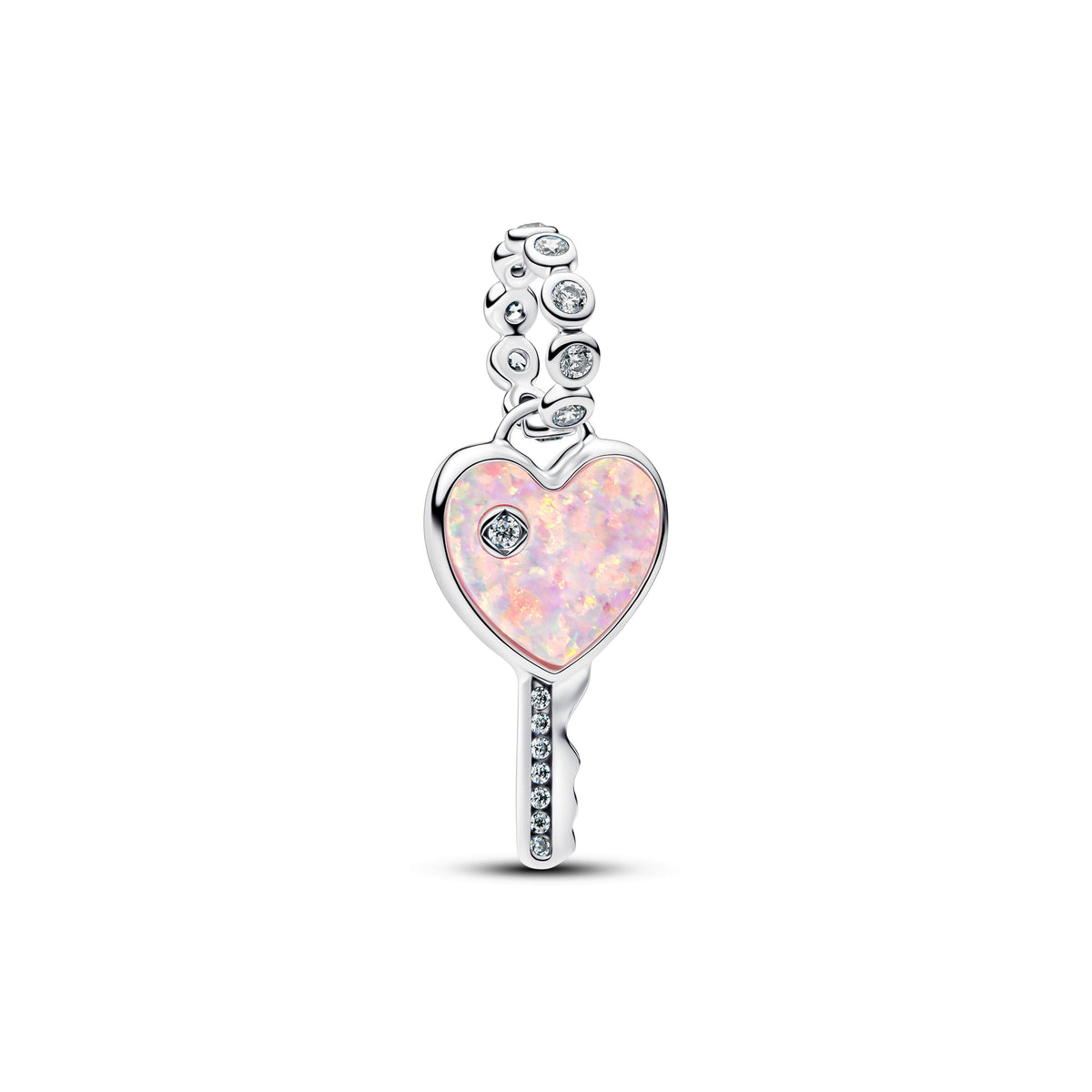 Opalescent Heart Key Dangle Charm